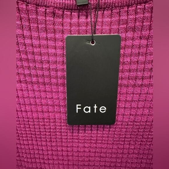 FATE | Purple Ombre Sweater Metallic Knit Waffle Texture Fitted NWT | Size XL - Picture 9 of 9
